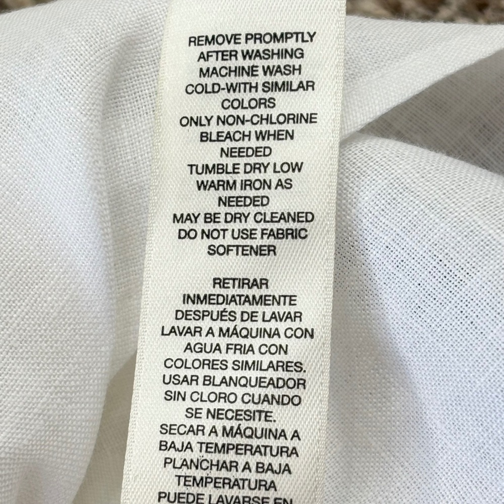 Chico's Linen Shirt Womens 1P M/8 White Lydia No Iron Tie Front Classic NWT - Picture 13 of 13